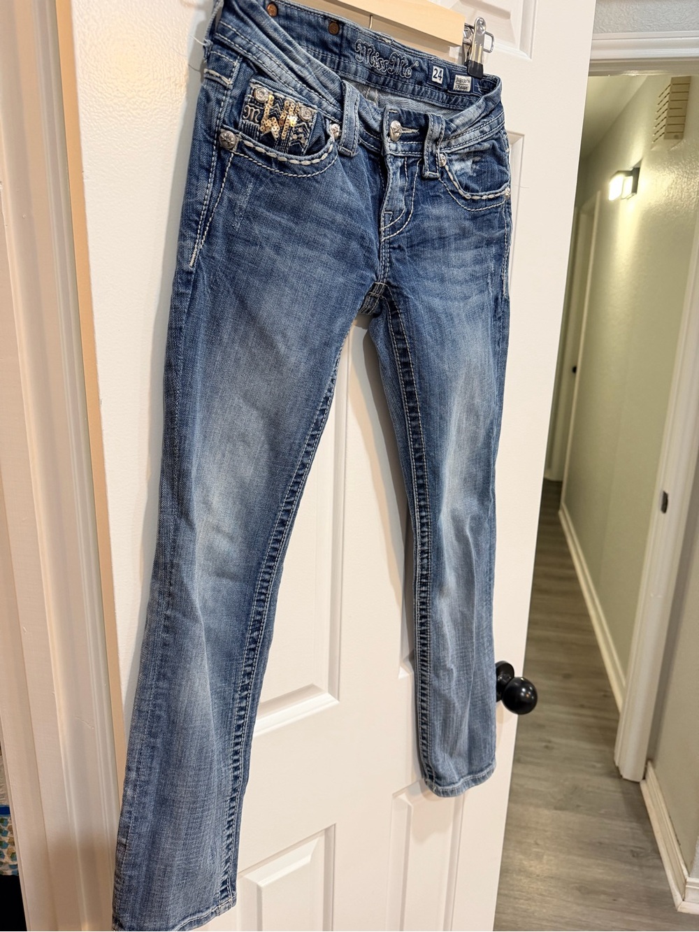 Miss me waist 24” blingy blue jeans - straight - Picture 6 of 9